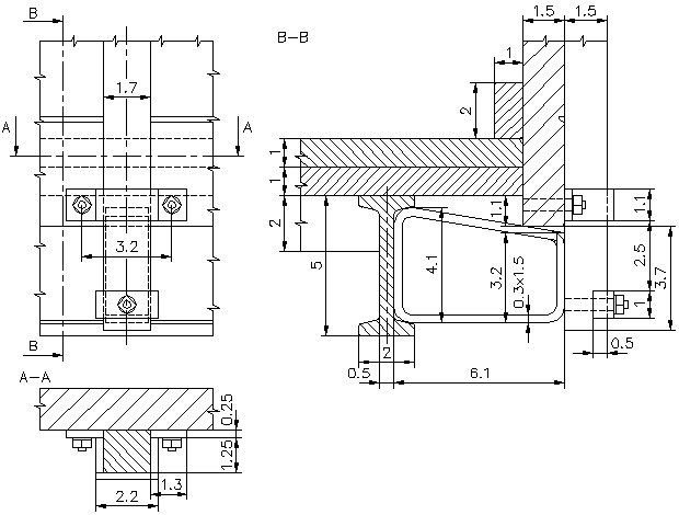 Figur 3: Konsol og beslag for sidestolpe.