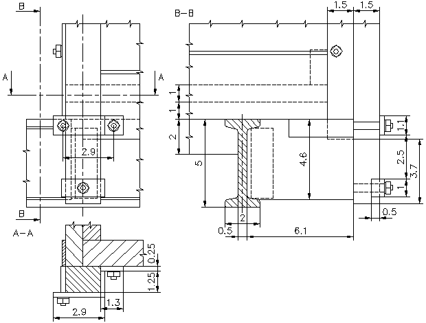 Figur 4: Konsol og beslag for hjørnestolpe i skruebremseende.