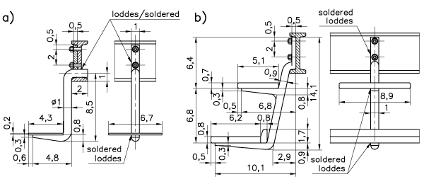 Figure 11: Footboard brackets a) for single footstep b) for footstep and footboard.