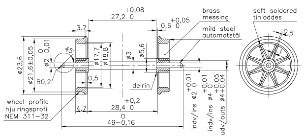 Figure 3: Split-spoke wheel set of 974mm diameter with wheels to NEM standards, insulated.