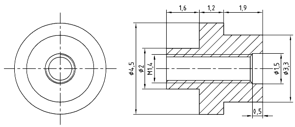 Fig. 1: Bolster pin turned from brass.