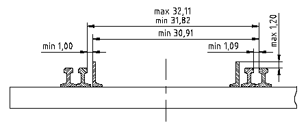 Figure 4: Guard and wing rails at obtuse rail crossing