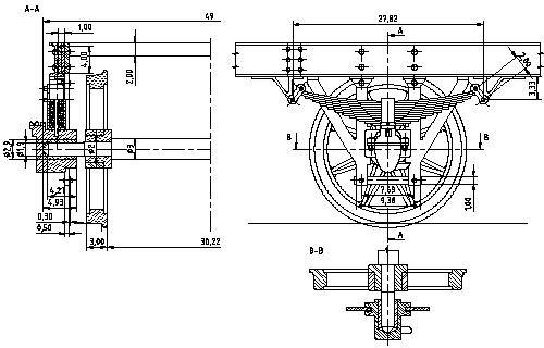 Figure 3: W-irons, axle boxes and springs for DSB type IG, IV, QD, QE og PF goods stock