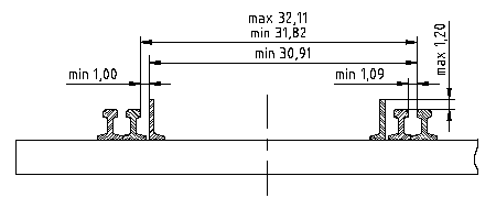 Figure 5: Obtuse crossings and check rails in Proto:45